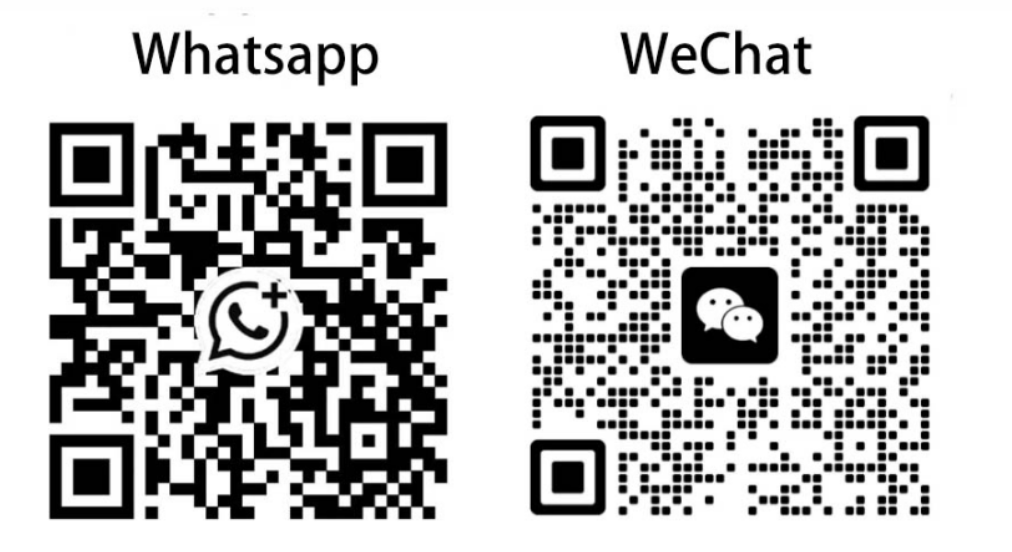 Códigos QR de WhatsApp e WeChat — escaneie para falar com a Camp-Shinning